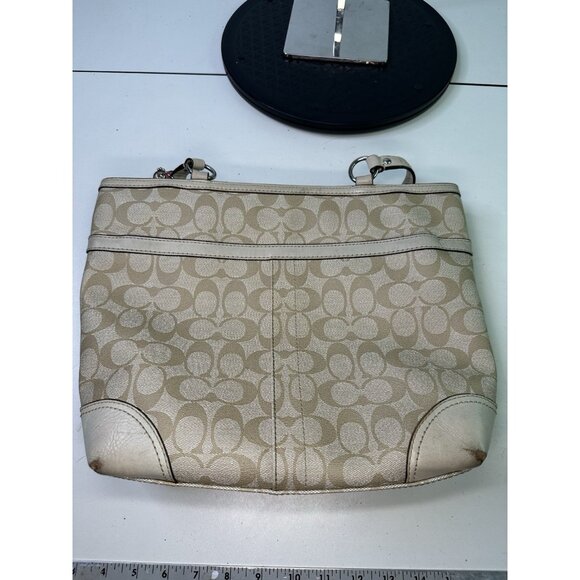 For Repair- Vintage COACH CHELSEA HERITAGE F14477 Leather Signature Tote Handbag - Picture 7 of 16